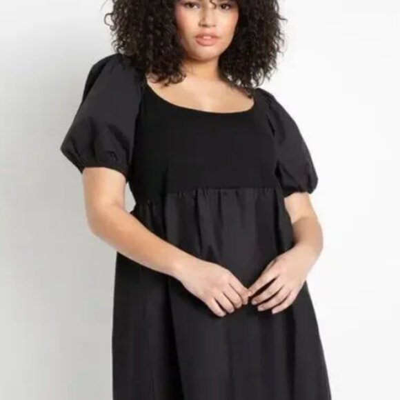 NTW Eloquii Black Puff Sleeve Mini Dress - Picture 4 of 6